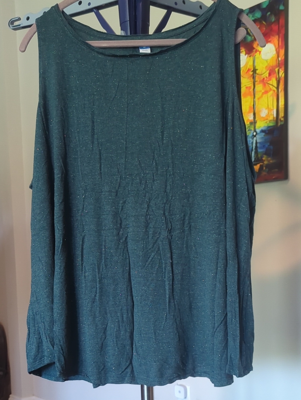 Old Navy Green Cold Shoulder Long Sleeve Top with Sparkle #1